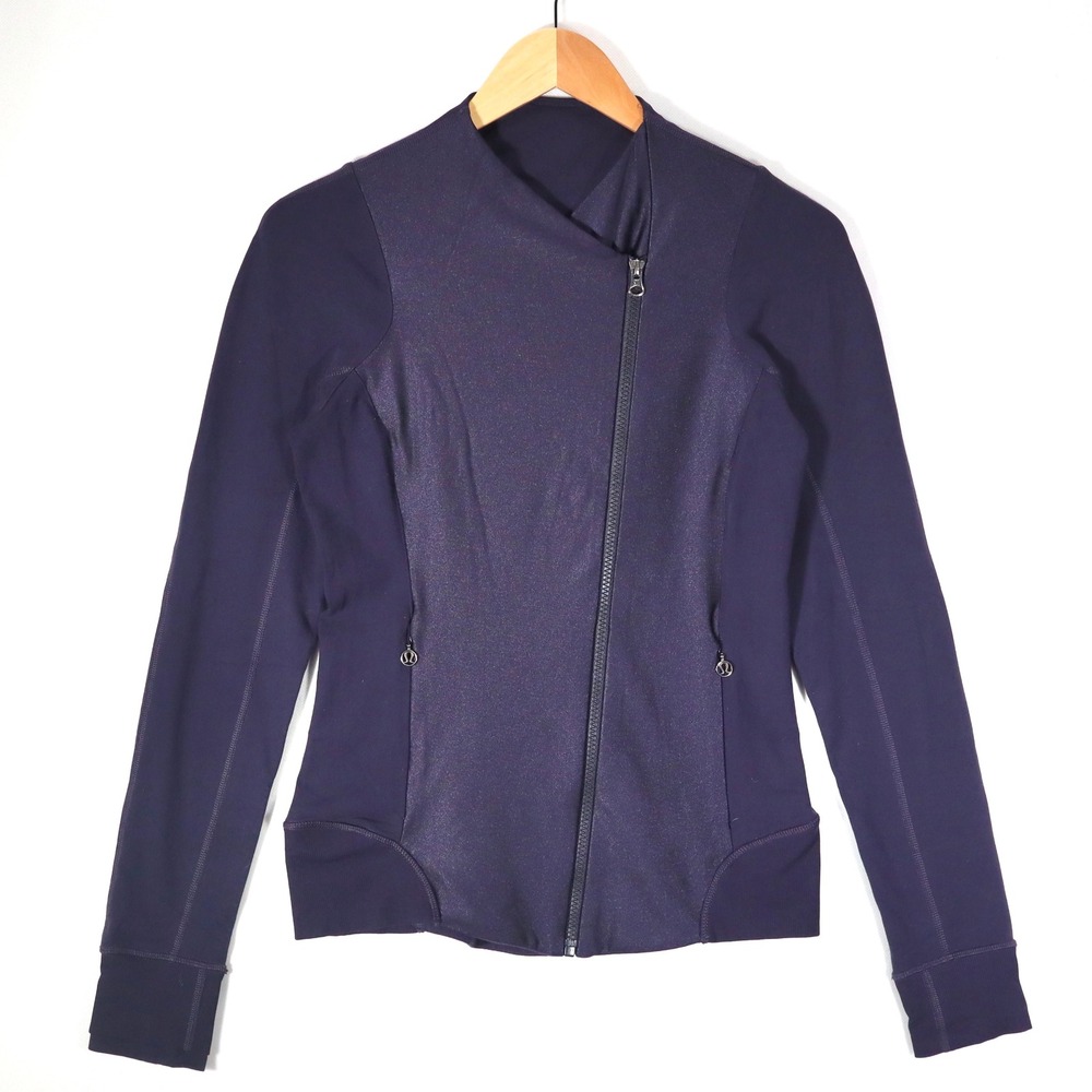 Lululemon Womens 6 Purple Asymmetrical Zip Moto Jacket Athleisure Activewear
